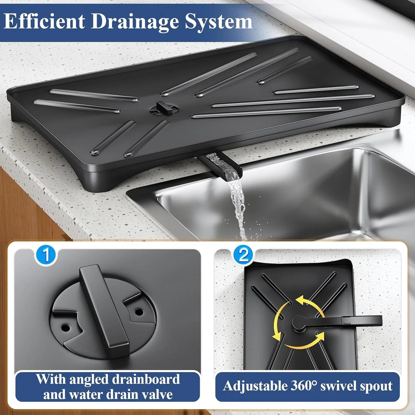 Large Kitchen Dish Drying Rack — Rustproof Dish Drainer with Drainboard & Utensil Holder for Sink