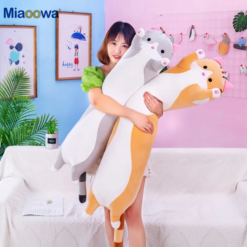 Cute Soft Long Cat Plush Toys - 50/70cm Stuffed Nap Pillow for Office, Bed, and Home Decor - Perfect Gift Doll for Kids and Girls