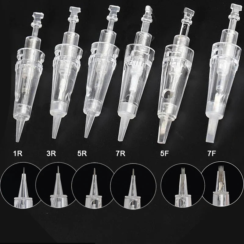 5/10PCS Microblading Bayonet Needles – 1D/1R/3R/5R/5F/Nano Cartridge for PMU Eyebrow, Lip & Eyeliner Tattoo