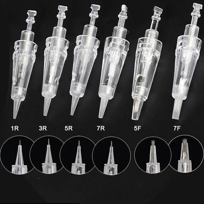 5/10PCS Microblading Bayonet Needles – 1D/1R/3R/5R/5F/Nano Cartridge for PMU Eyebrow, Lip & Eyeliner Tattoo