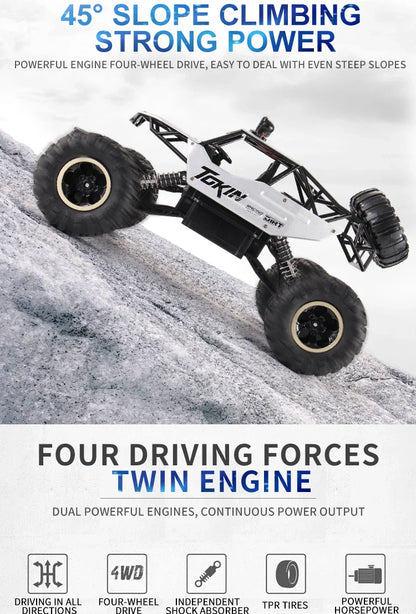 1:12/16 RC Off-Road Truck – 4WD Remote Control Car with Metal Shell & LED Lights for Kids