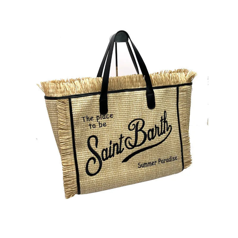 Ladies Straw Handbag — Light Luxury Tassel Handmade Large Capacity Casual Travel Fashion Bag