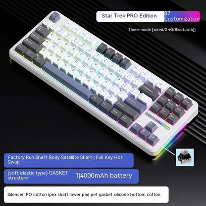 AULA F87 Pro Tri-Mode Mechanical Keyboard – 2.4G/USB/Bluetooth, 87-Key, 5-Layer Silencing, Ideal for Gaming & Typing