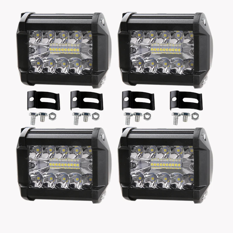 4" / 7" LED Work Light Bar 144W/120W Spot Flood Combo – Off-Road Lighting for Car, Tractor, Boat, Truck, SUV & ATV Repair & Utility Use