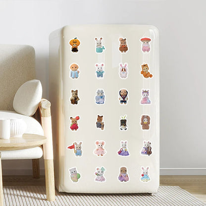 100/200pcs Calico Critters Stickers — Waterproof Cartoon Decals for Laptops, Scrapbooks, Skateboards & Kids’ Decor