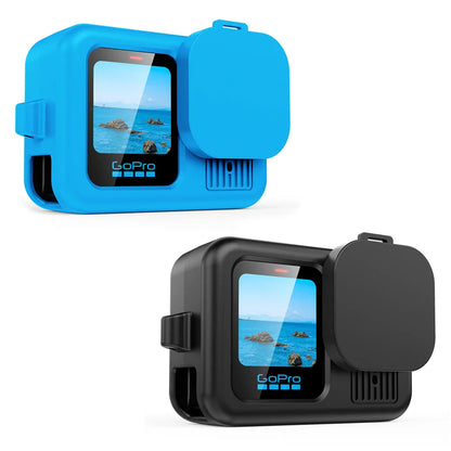 Silicone Case for GoPro Hero 13 Black – Tempered Glass Screen Protector, Protective Film, Flip Battery Cover & Lens Cap