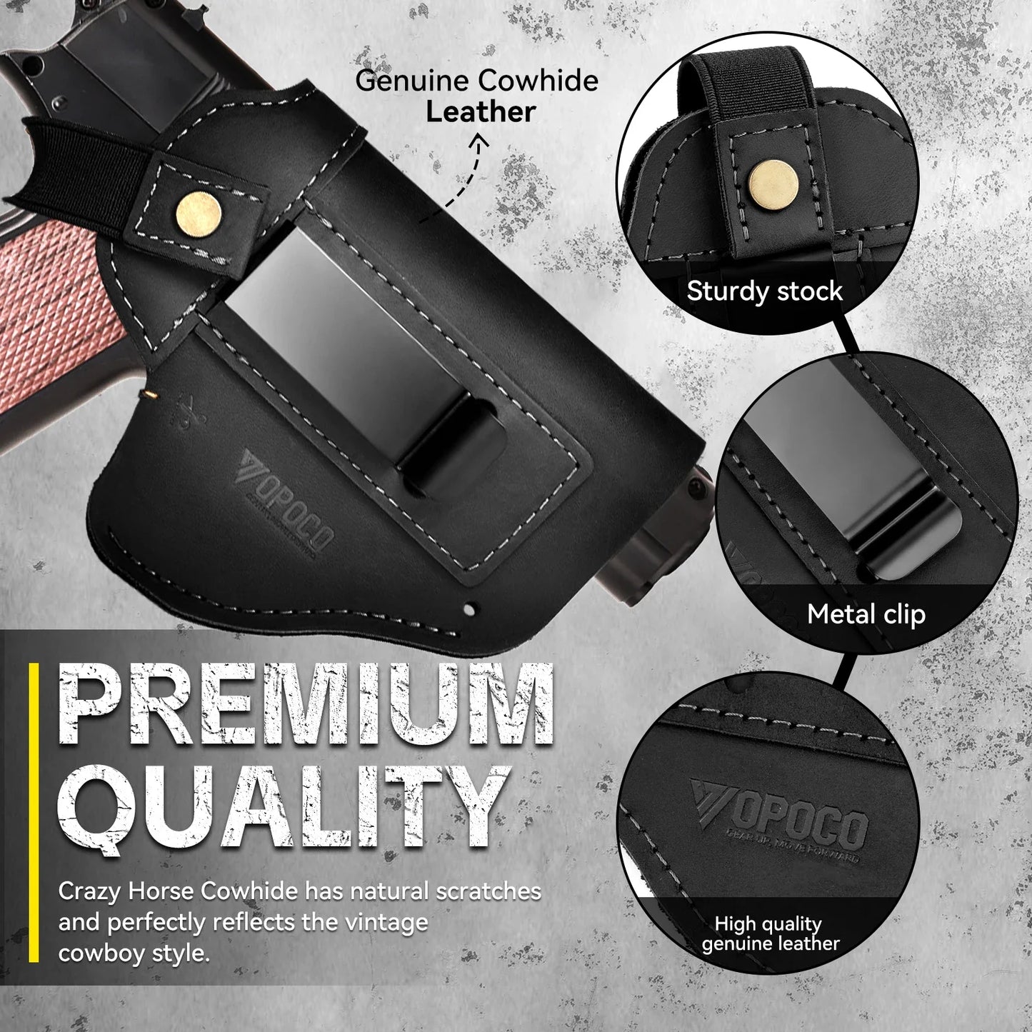 IWB/OWB Leather Holster for Glock & Taurus Pistols – Concealed Carry Gun Holster for Multiple Models