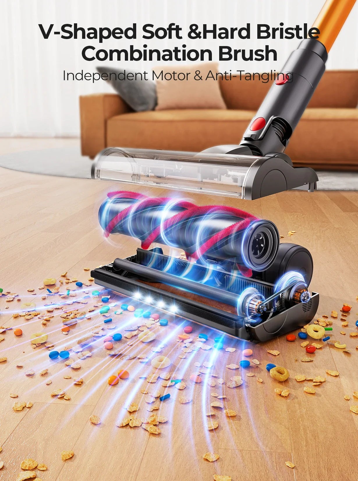 Laresar V7 500W Cordless Handheld Vacuum Cleaner – 50000Pa Suction Power, 60 Min Runtime, Smart Home Dust Cup Cleaner