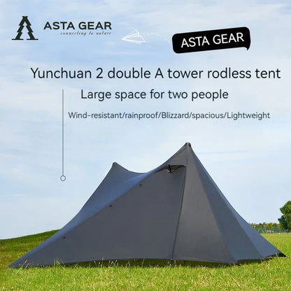 ASTA GEAR Yun Chuan 15D Nylon Ultralight Tent – Double-Sided Silicon-Coated, Rodless Pyramid Design for Camping & Hiking
