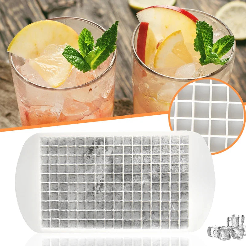 Mini 160 Grid Silicone Ice Tray - Foldable Ice Mold for Small Square Ice Cubes and Easy Ice Breaker