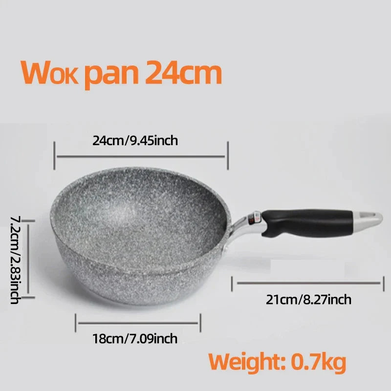 Durable Stone Frying Pan – 20/24/26/28cm Non-Stick Skillet for Pancakes, Eggs & Induction Cooking
