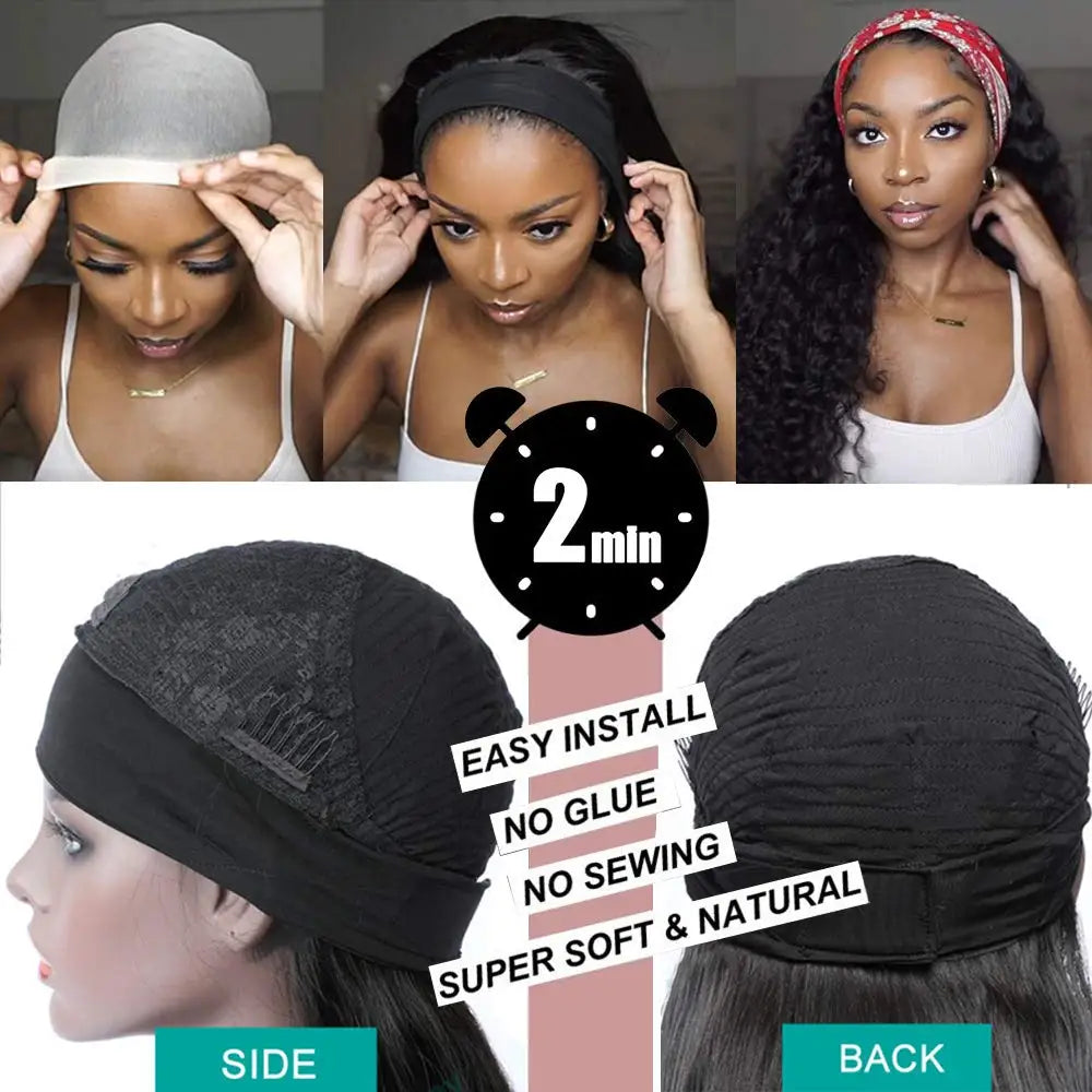 Body Wave Headband Wig – Ready-to-Wear Remy Human Hair Machine-Made Wig for Women