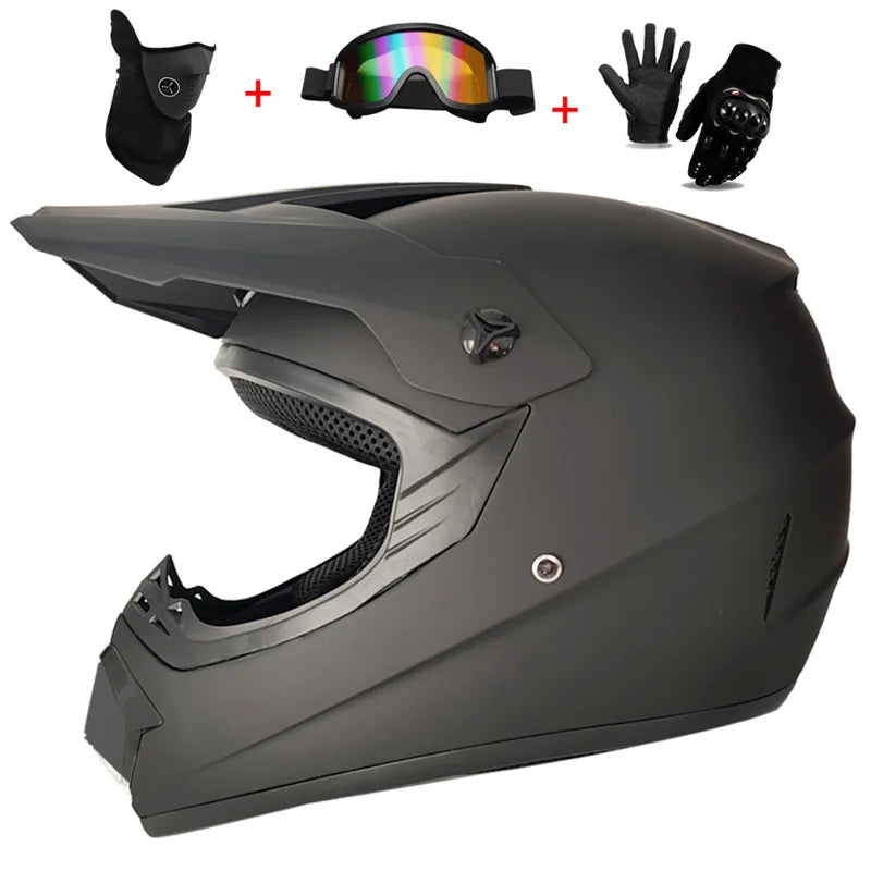 Youth & Kids Motorcycle Full Helmet - Children’s Motocross Casco Moto, Off-Road Protective Helmet with Goggles & Gloves