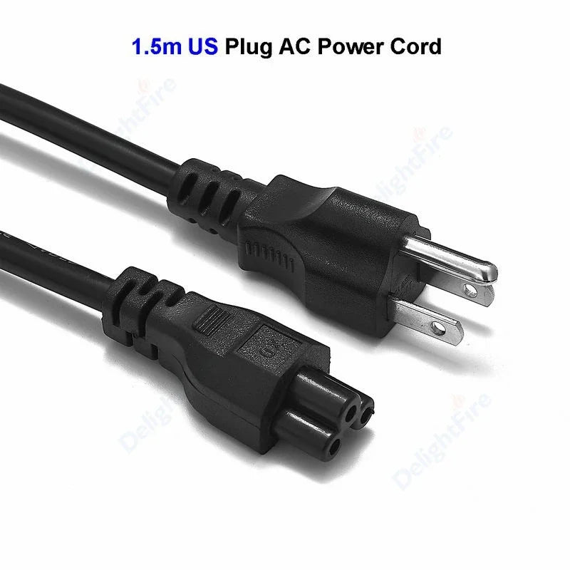 US Plug Power Cord – 3 Pin Prong C5 Cloverleaf Cable, 1.2m/4ft for AC Adapters, Laptop & Notebook