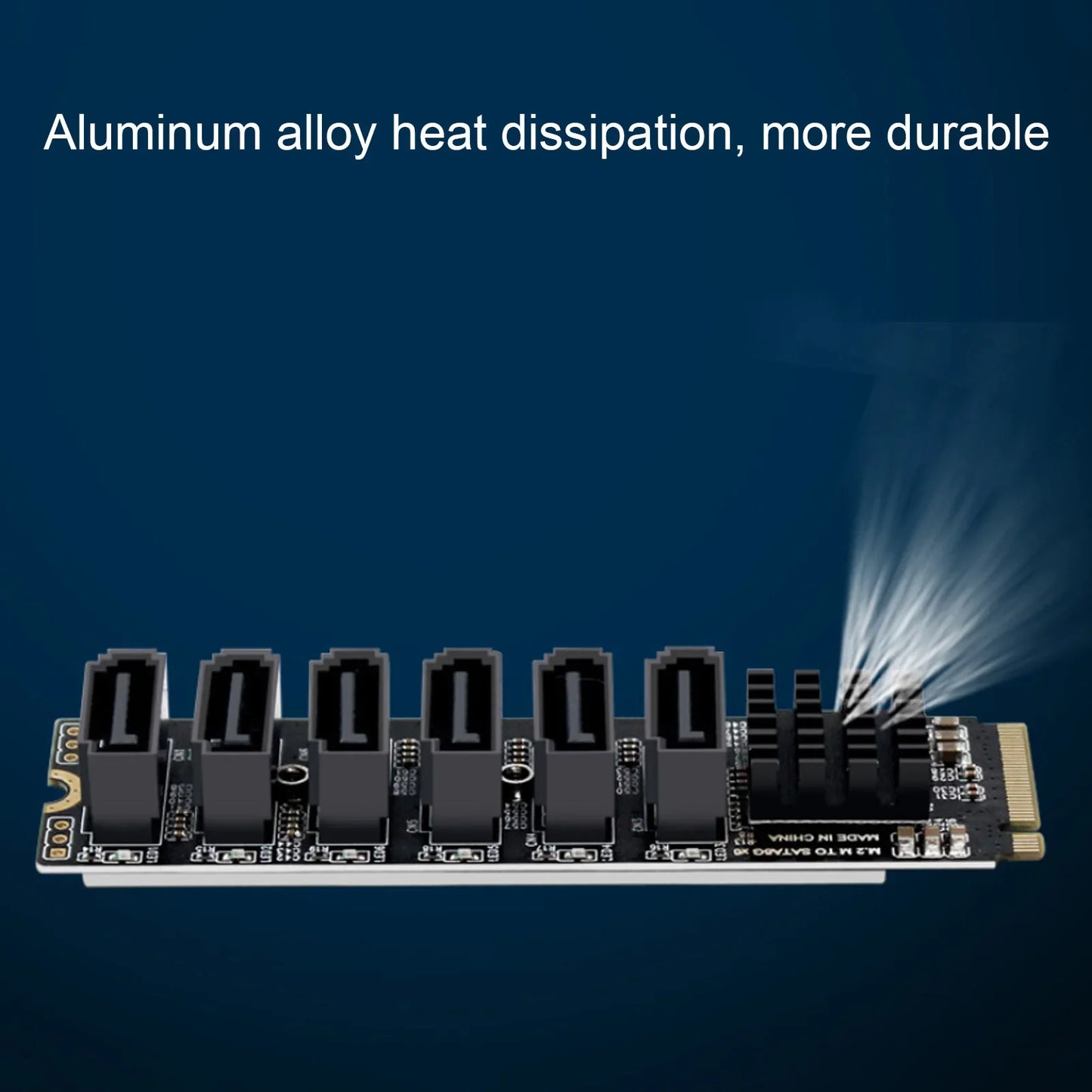 M.2 to SATA 3.0 Adapter Card — 6Gbps High-Speed ASM1166 PCIe to SATA Expansion Card with Smart Indicator