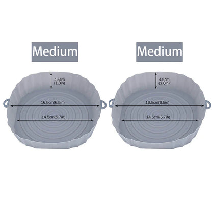 Reusable Air Fryer Silicone Pot & Baking Tray Set – 1/2/3PCS Silicone Basket for Pizza, Fried Chicken & Grill