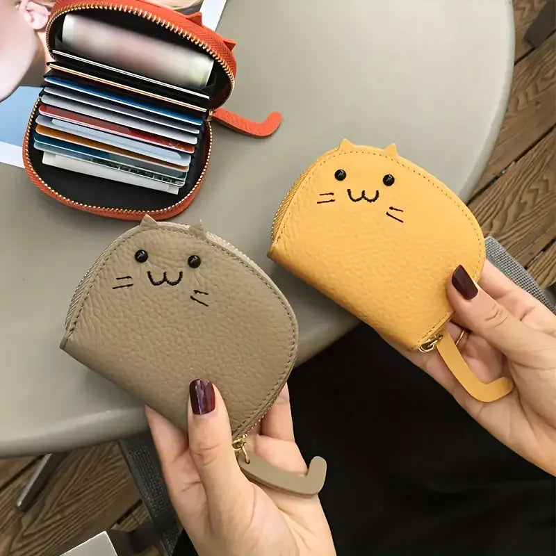 Cartoon Cat-Shaped Women’s Wallet – Multi-Card Slots, Cute Faux Leather Coin Purse & Creative ID Card Holder