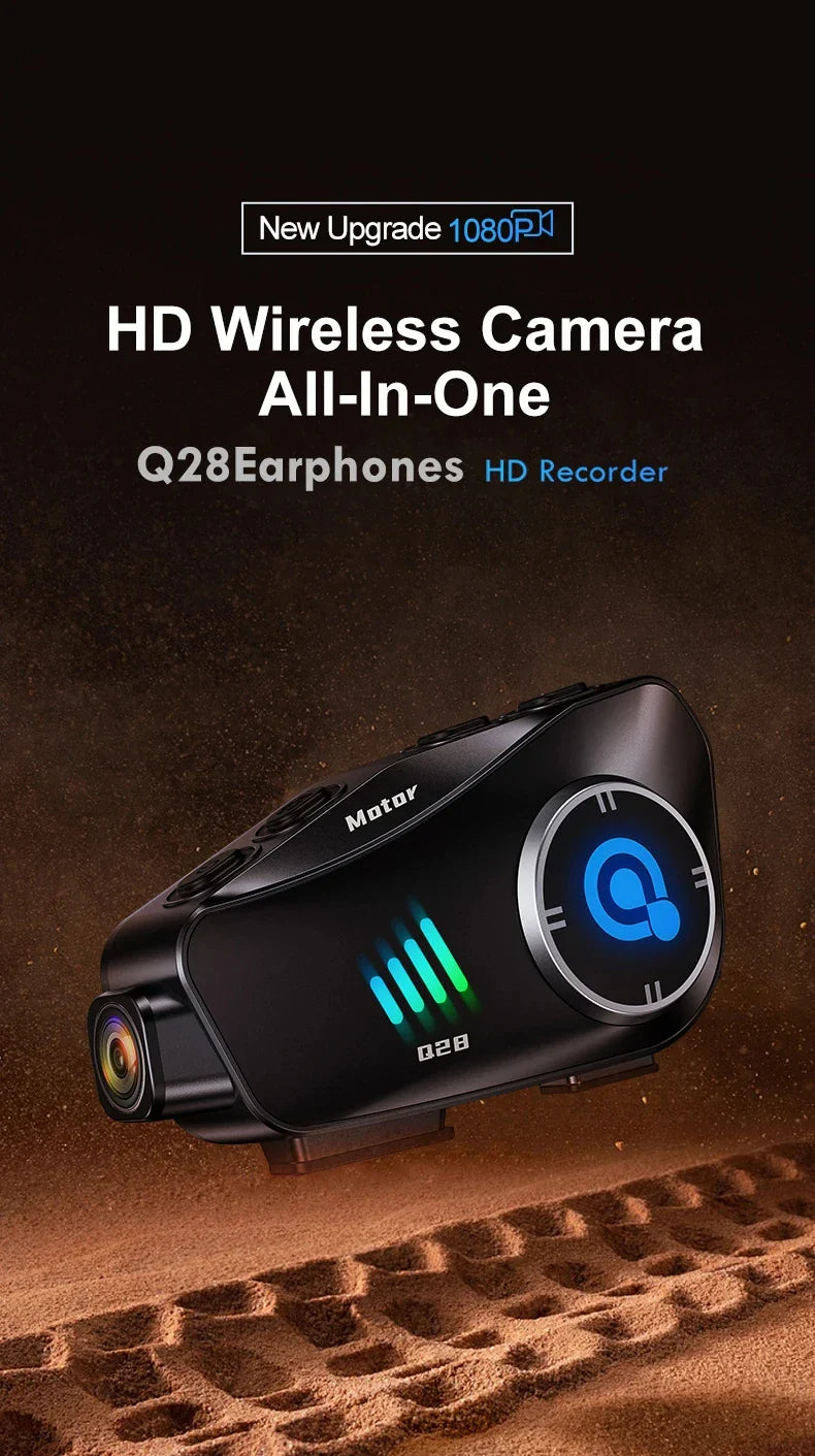 Motorcycle Bluetooth Helmet Headset BT5.3 - HD 1080P Driving Recorder, Wireless Camera & Call Headset with Hard Disk Video Recorder