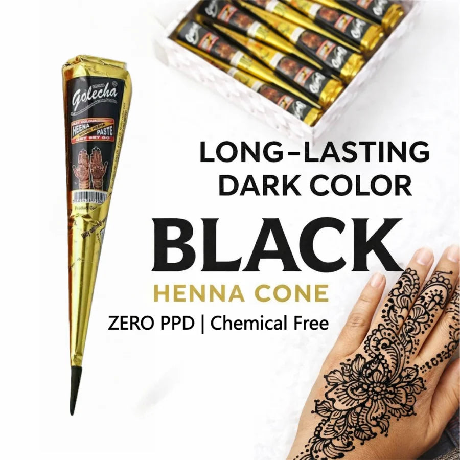 Henna Temporary Tattoo Paste – Brown, Black & Red Semi-Permanent Body Art Kit (1/3/12pcs)