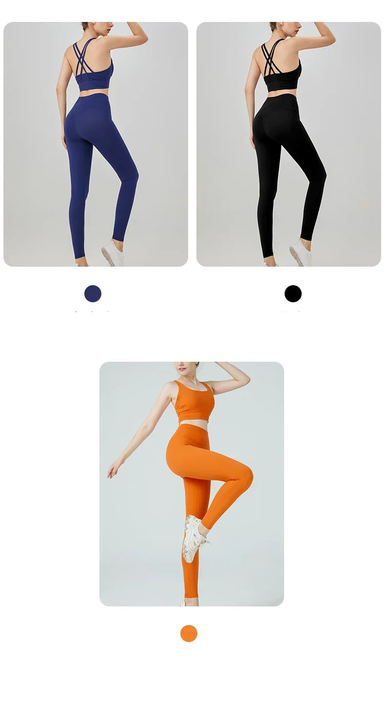 2-Piece Women’s Yoga Tracksuit – Pilates Fitness Set with Push-Up Sports Bra & Leggings for Gym Workout