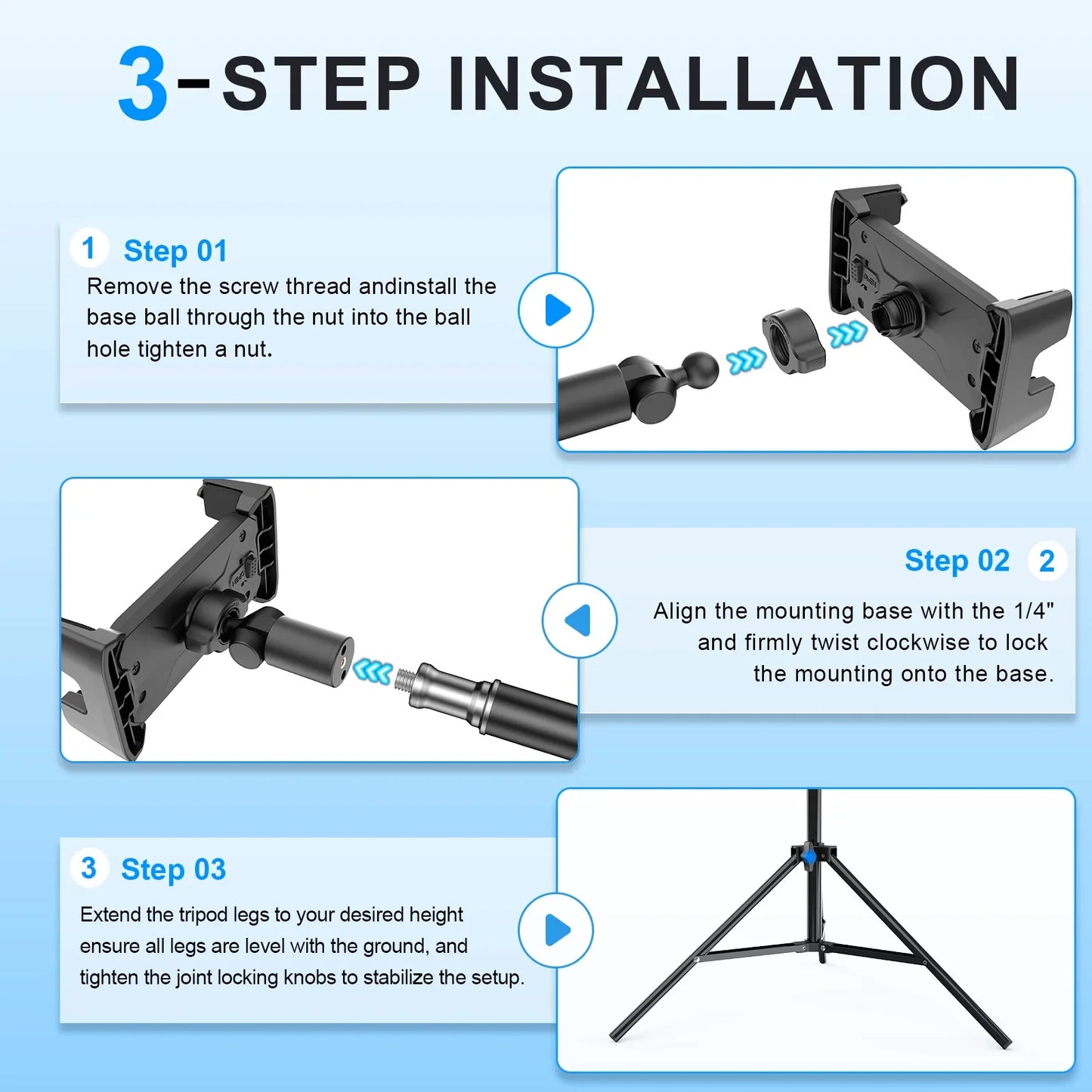 Xnyocn Tripod Floor Tablet Stand — Adjustable Holder for iPad Air, Pro, Mini & 4-13 Inch Tablets