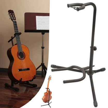 Vertical Foldable Guitar Stand — Adjustable Instrument Display for Ukulele, Bass, Classical & Electric Guitars