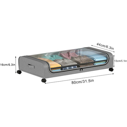Under-Bed Storage Box with Wheels — Large Capacity Dustproof Organizer for Quilts, Clothes, Toys, and Bedroom Items
