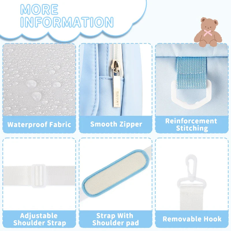 TINYAT Y2K Ita Bag — Waterproof Transparent School Backpack & Crossbody Bag for Girls with Cute Cat Ears