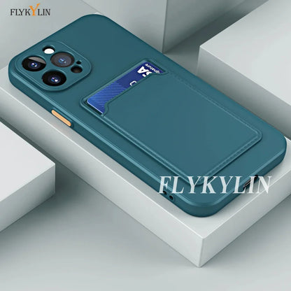 Luxury Soft Silicone Wallet Case with Card Slot, Protective Phone Cover for iPhone 17, 16, 15, 14, 13, 12, 11 Pro Max, Plus, Air & 16E