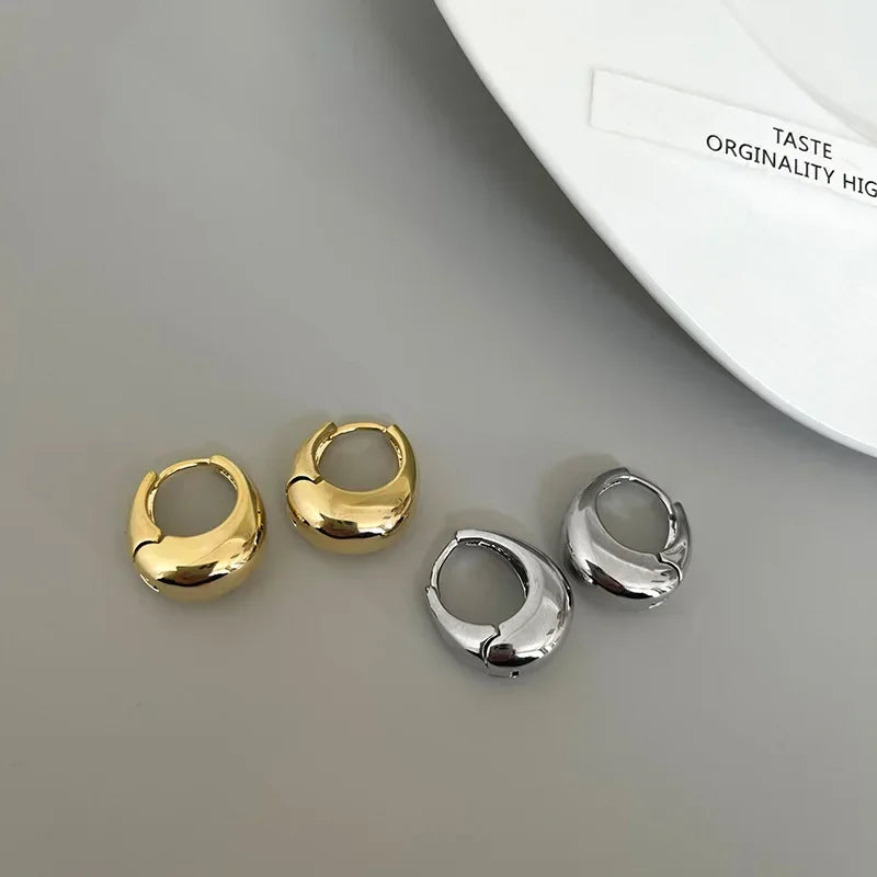 Stainless Steel Chunky Hoop Earrings – Smooth Round Statement Hoops for Women & Girls, Punk Fashion Jewelry