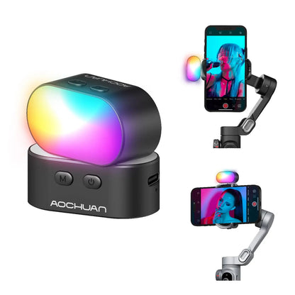 AOCHUAN RGB Magnetic LED Fill Light – Adjustable Brightness & Colors for Phone, Selfie, Live, & Video Photography