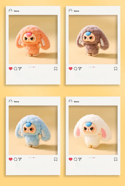 10PCS Cartoon Baby Three Flocking Blind Box – Cute DIY Doll Keychains & Desktop Decorations, Kids’ Small Ornaments Gift