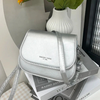 Women's Crossbody Bag – Solid Color Fashionable Retro Flipped Design, Casual and Simple Style