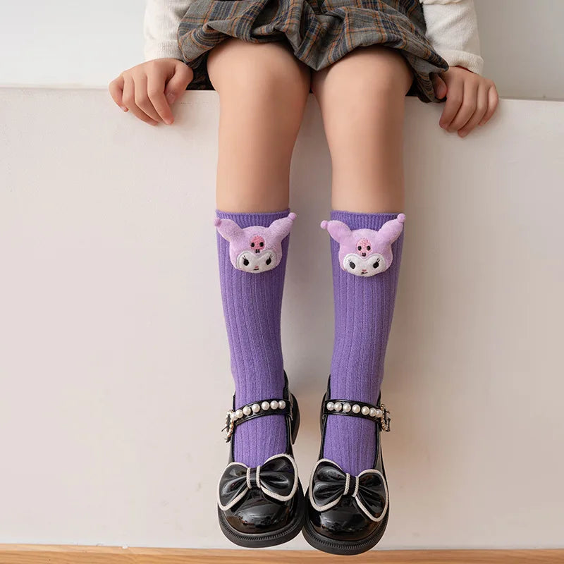 Sanrio Kuromi, Melody, Cinnamoroll & Kitty Cat Socks – Kawaii Cartoon Mid-Tube Socks for Girls, Korean Style Trendy Student Socks