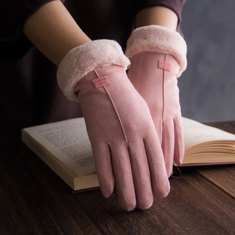 Cute & Warm: New Fashion Furry Gloves for Autumn Winter - Full Finger Mittens for Women's Outdoor Sports, Touch Screen Compatible
