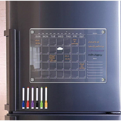 Magnetic Fridge Calendar & Weekly Planner – Reusable Transparent Dry Erase Board for Schedule, Menu & Notes