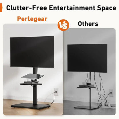 Rolling TV Stand on Wheels – Height Adjustable Mobile Cart for 32–65in Flat Screen TVs, VESA 600x400mm