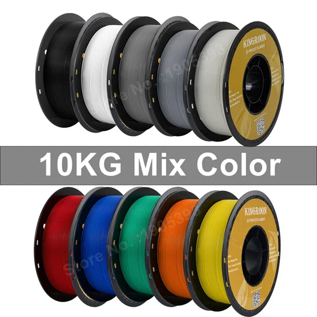 KINGROON PETG 3D Printer Filament 1.75mm – 5KG/10KG Mix Color Rolls for FDM 3D Printing (1kg/roll)