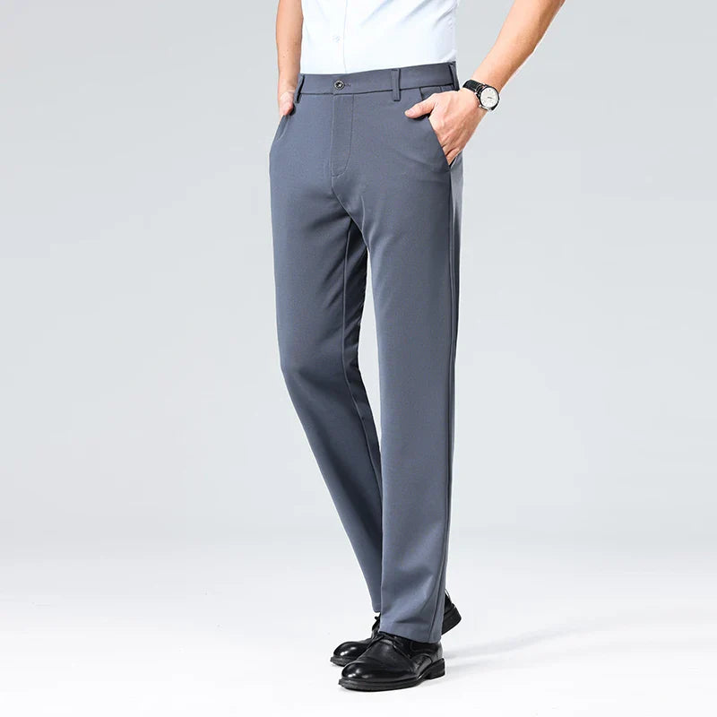 Men's Summer Fashion Suit Pants – Thin Business Casual Elastic Straight Leg Formal Trousers | Plus Size 28-42