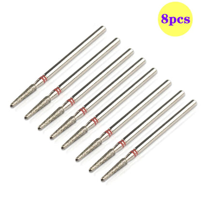 8pcs Diamond Nail Drill Bit Set - Rotary Electric Milling Cutters for Pedicure, Manicure, Cuticle Burr & Nail Tools Accessories