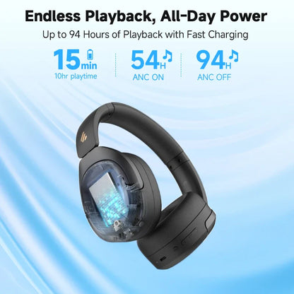 Edifier W830NB Wireless Bluetooth 5.4 Headphones | Active Noise Cancelling Hi-Res Over-Ear Headset, LDAC, Foldable, 94H Playtime