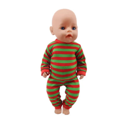 Pop Doll Christmas Outfit — Dress, Top & Pants Set for 18-Inch American and 43CM Reborn Baby Dolls, Our Generation Girl’s Toy Accessories
