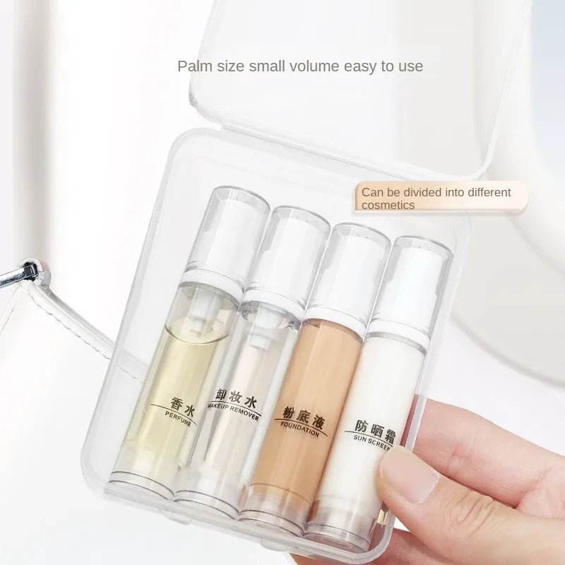 5-15ml Clear Refillable Airless Pump Bottle Set – Travel Cream, Lotion & Spray Containers for Toiletries