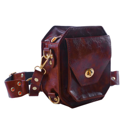 Punk Retro PU Waist Bag – Small Square Casual Crossbody Hip Pack for Women, Multi-Function Outdoor Leg Phone Pouch