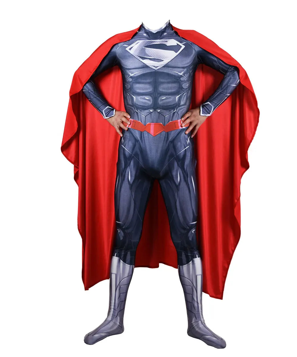 Adults Man of Steel Cosplay Costume — Superhero Zentai Bodysuit Jumpsuit for Halloween & Parties
