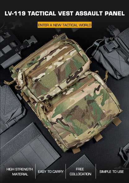 LV119 Tactical Vest Back Panel – Spiritus Systems Hunting Combat Airsoft Plate Carrier with Storage Pouch & Assault Vest Expansion Gear
