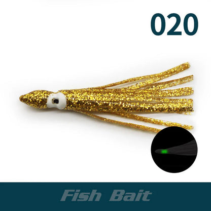 PRO BEROS 5Pcs Luminous Octopus Fishing Lures - Silicone Squid Skirts Glow Bait for Tuna Trolling & Sea Jigging