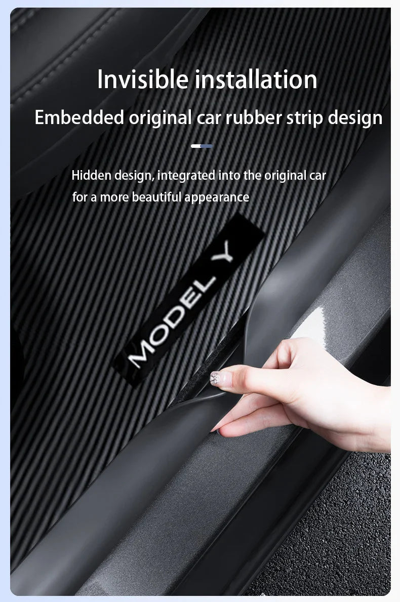 Tesla Model Y Juniper 2025+ Door Threshold Strips – ABS Anti-Scratch & Dirt-Resistant Interior Accessories for Front & Rear Doors