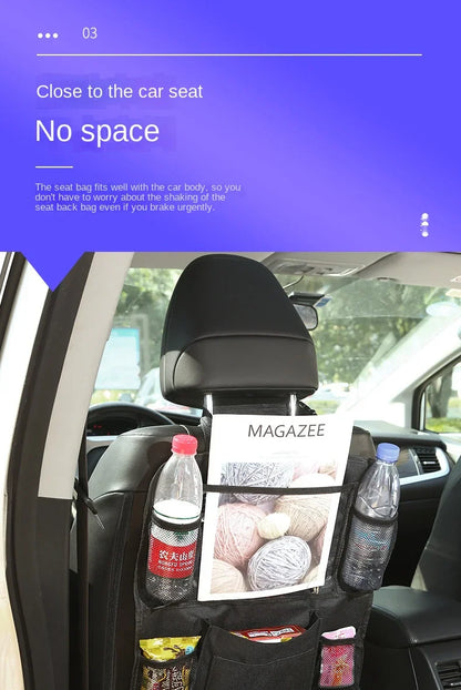 Car Backseat Organizer with Touch Screen Tablet Holder - Auto Storage Pockets & Seat Protectors