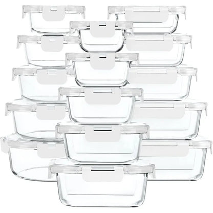 30-Piece Glass Food Storage Container Set — Airtight Meal Prep Containers with Upgraded Snap-Lock Lids, Oven Safe